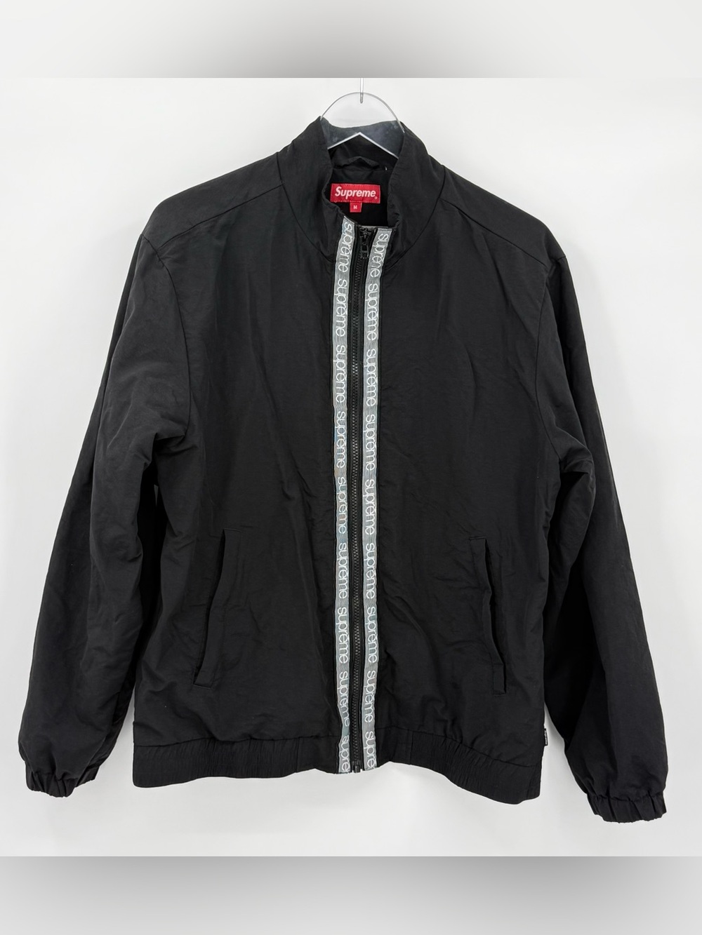 Supreme Classic Logo Taping Track Jacket Black Hype Windbreaker Coat Size Medium
